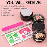Nail Bond Nail Glue 2 Pcs of 15 ml Solid Nail Tips, Nail Foil Adhesive Glue for Acrylic Nails, Nail Glue Super Strong