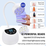 36W Mini Cordless Best UV LED Light for Nails, Best Gel Polish Dryer with Auto Sensor and Gooseneck