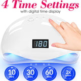 Nail Gel Led with 4 Timers Setting, Nail Gel Polish Dryer 288W, Nail Lamp Light with 57 pcs LEDs