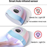 Nail Dryer Machine for Regular Polish 220W LED UV Curing Lamp with 45 Beads Nail Light for Desk with LCD Touch Display Screen
