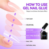 Best Super Glue 6 in 1 For Fake Nails, Salon Nail Glue 2PCS For Nail Tips, Uv Glue For Nails