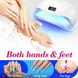 Nail Gel Led with 4 Timers Setting, Nail Gel Polish Dryer 288W, Nail Lamp Light with 57 pcs LEDs