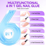 Best Super Glue 6 in 1 For Fake Nails, Salon Nail Glue 2PCS For Nail Tips, Uv Glue For Nails