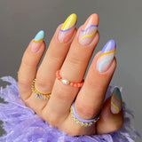 6 Packs (144 Pcs) Good Quality Press On Nails Medium, Coffin Press On Nails with Adhesive Tabs
