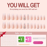 24 Pcs Advanced Best Glue On Nails That Last, Luxurious Rhinestone Design Reusable Fake Nails