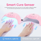UV Light Lamp Nails 48 W Nail Dryer with 3 Timer Settings Nail Polish Dryer for Gel Nails with UV Gloves