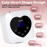 Cordless GelNail Light 72W Rechargeable Nail Dryer with 5 Timer Setting UV Gel Nails with Cute Heart Shape Large LCD Display