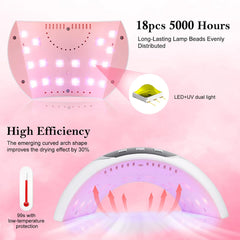 54W LED Lamp for Gel Nails - Automatic Sensor, 3 Timer Settings - Professional Nail Dryer and Curing Lamp