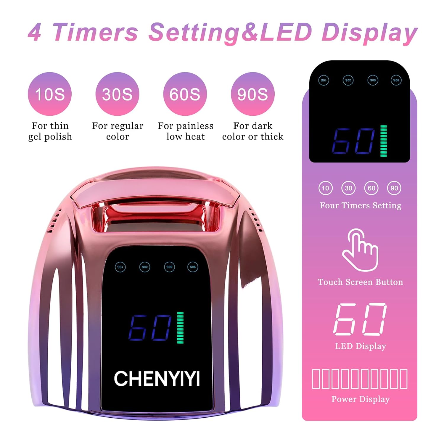 96W Rechargeable UV LED Nail Lamp, Portable Cordless UV Light for Nails with LCD Display Auto Sensor, Professional Nail Dryer for Salon (Purple)
