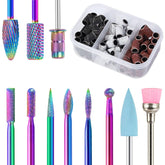 Pedicure Drill Bits10Pcs, 3/32 inch Tungsten Carbide Nail Drill Bit Set, Medicool Drill Bitswith 75Pcs File Sanding Bands