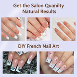 French Manicure Press On Nails 240Pcs, French Tip Press Ons Gift, False Nail Professional 15 Sizes