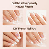 Acrylic Press Ons150Pcs, French Manicure Press On Nails, French Square 3 in 1 Pre-French Gel Tips
