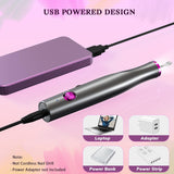 Electric Manicure And Pedicure Set 22000 RPM, Portable Nail File Kit with LED Light for Acrylic