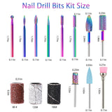 Pedicure Drill Bits10Pcs, 3/32 inch Tungsten Carbide Nail Drill Bit Set, Medicool Drill Bitswith 75Pcs File Sanding Bands