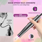 Electric Manicure And Pedicure Set 22000 RPM, Portable Nail File Kit with LED Light for Acrylic