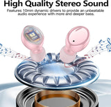 Best Wireless Bluetooth 5.3 Earbuds for Women – Deep Bass, Clear Calls, Pink