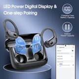Wireless Noise Cancelling Earbuds, Running Earbuds with Earhooks 75H Playtime, IPX7
