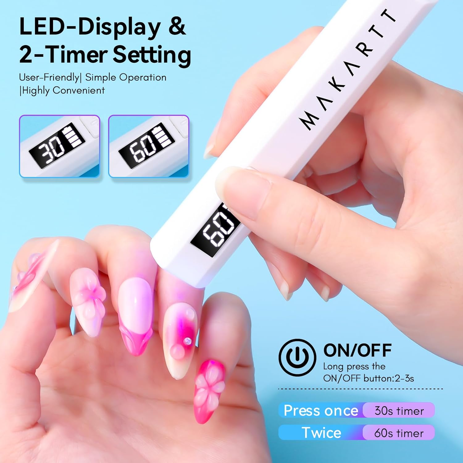 Best Handheld Gel Nail Curing Lamp for Gel Nails, Mini UV LED Gel Nail Polish Dryer, Rechargeable Nail Light with 2 Timers