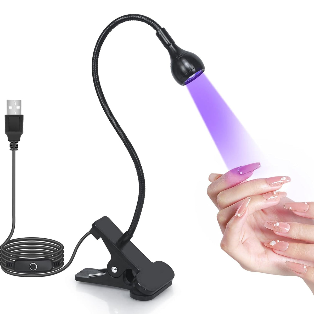 Home Nail Dryer UV Light for Gel Nails, 3W Best Nail Drying Lamp Manicure Dryer Black Light with Clam