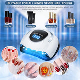 UV Nail Curing Lamp with Auto Sensor, Nail Technician Lamp 220W, UV Nail Polish Dryer with 57 Lamp Beads 4 Timer Setting