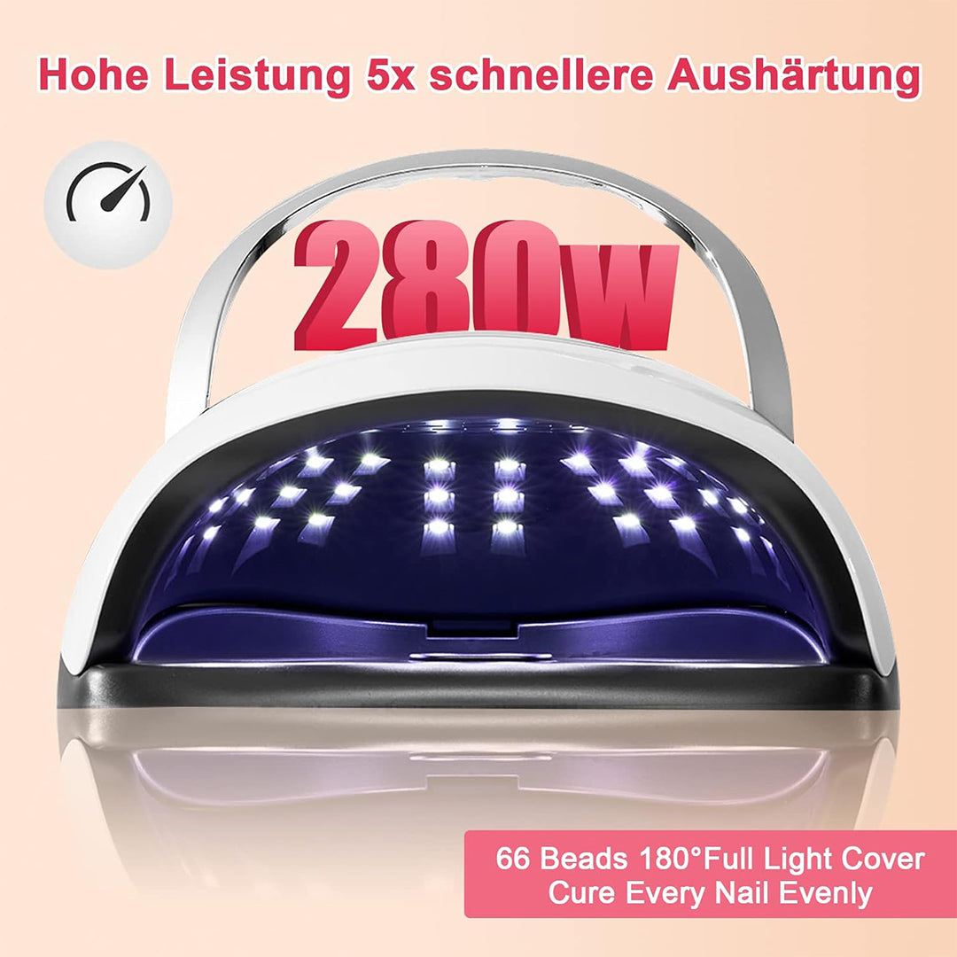 Finger Nail Dryer with 4 Timers Setting, UV Light Nail Dryer 280W, Professional UV Light for Nails with Auto Sensor