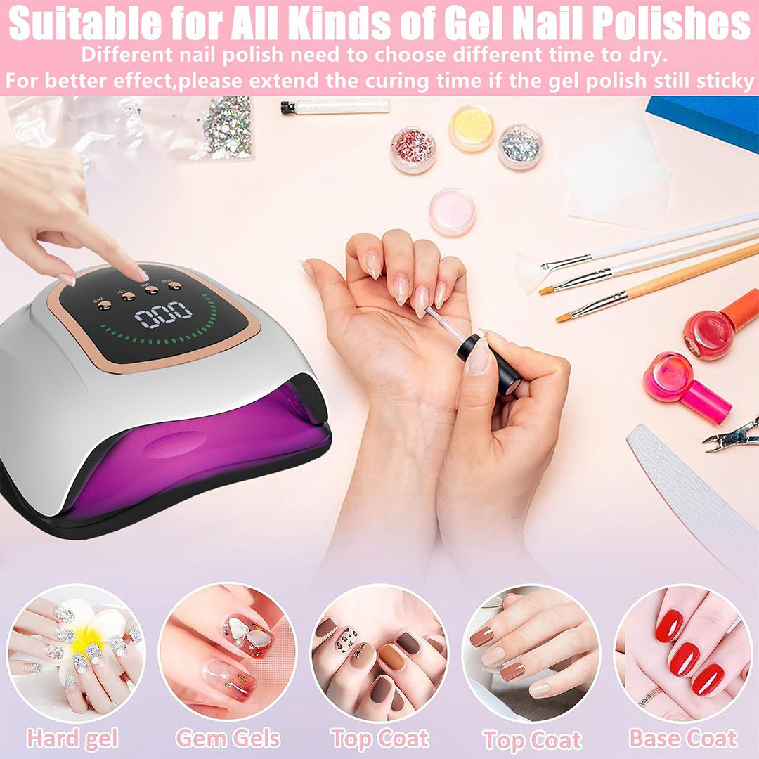 Manicure Table Lamp 300W, Best At Home Gel Nail Lamp with 72 Beads, Nail Table Light with 4 Timers Setting