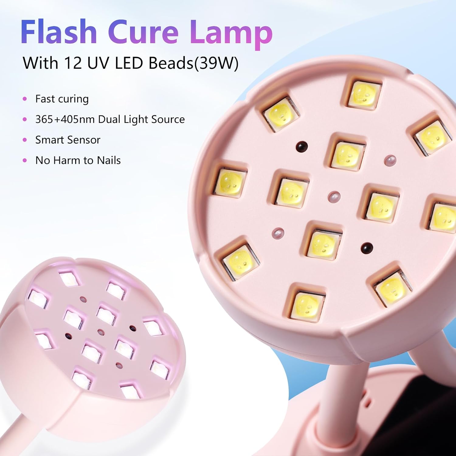 Gooseneck Best Salon Nail Lamp for Gel Nails, Cordless UV Curing Lamp 4 Times & Auto Sensor