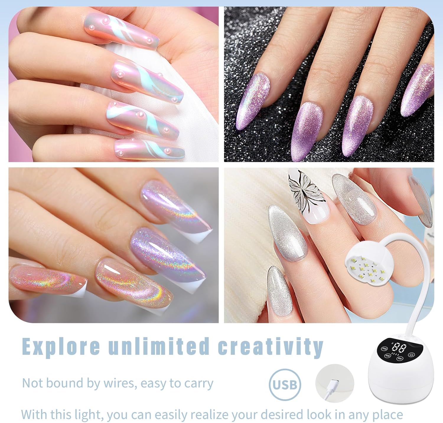 36W Mini Cordless Best UV LED Light for Nails, Best Gel Polish Dryer with Auto Sensor and Gooseneck