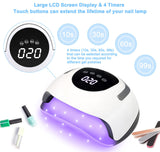 LED Nail Lamp 220W with 57pcs Lamp Beads 4 Timers Professional UV Light for Home Salon Nail Art Tools White