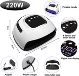 Table Nail Lamp with 4 Timers, Nail Technician Light for Nails Dryer, Led Manicure Light 220W