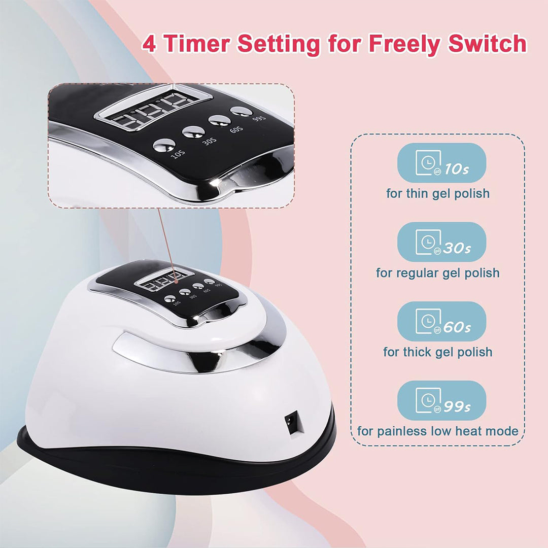 Finger Nail Dryer with 4 Timers Setting, UV Light Nail Dryer 280W, Professional UV Light for Nails with Auto Sensor