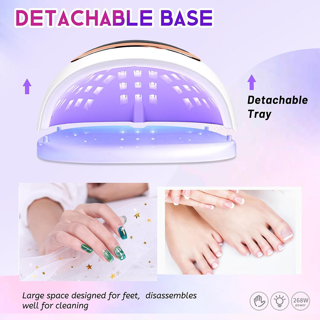 Gel Polish UV Light 268W, Best Nail Dryer with 4 Timers Setting, Best UV Gel Lamp with LCD Touch Screen