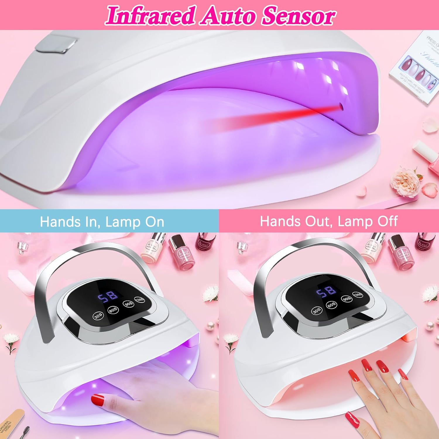 The Best Gel Nail Lamp 268W UV Light with 60pcs Beads, at Home Nail Dryer with 4 Timers and Automatic Sensor
