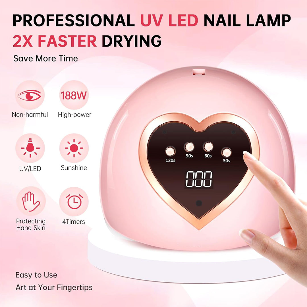 Best Gel UV Light 188W, Best UV Light for Gel Nails, Gelish UV Lamp with 4 Timers Setting, Gel Nail Polish Lamp with Auto Sensor