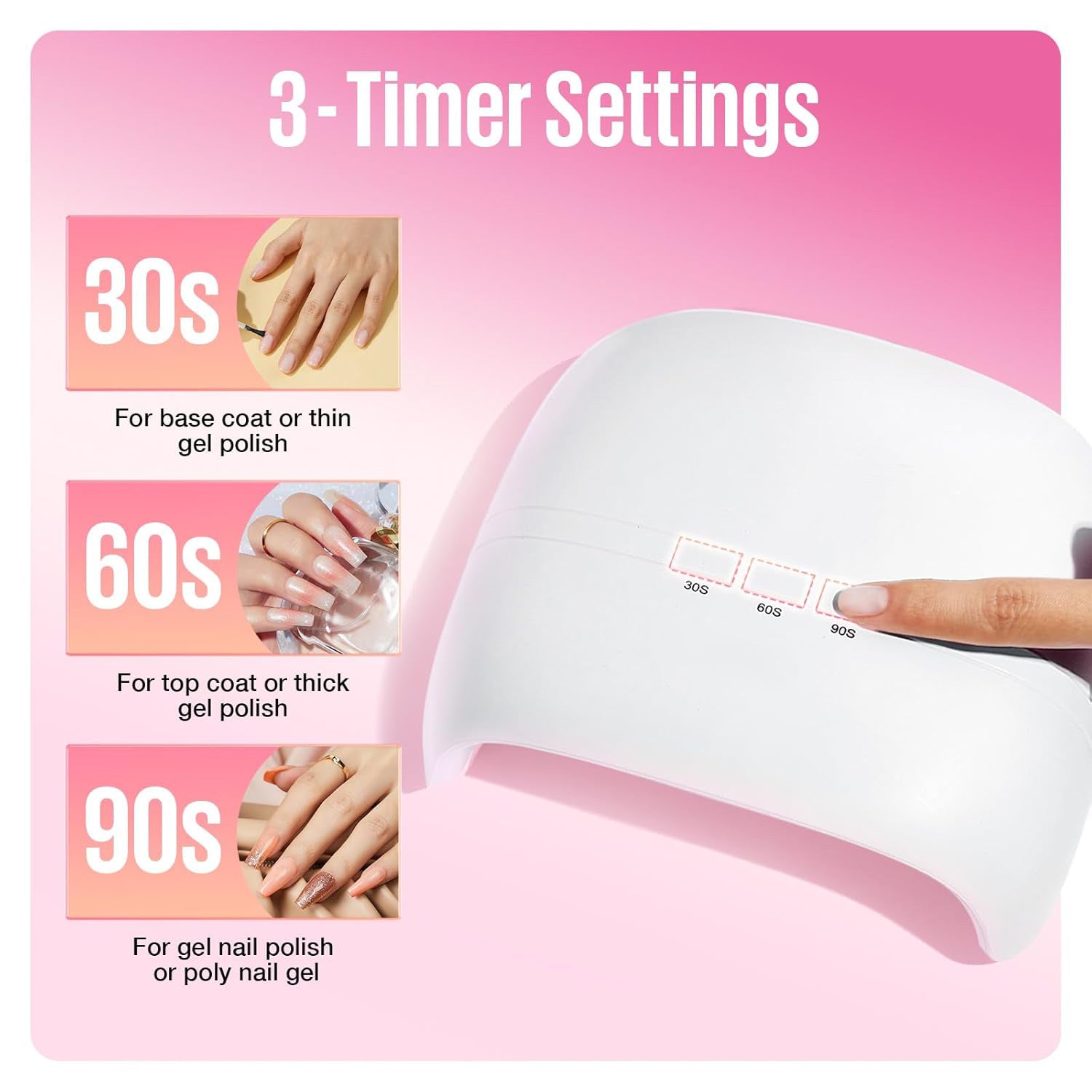 Best Regular Nail Polish Dryer for Gel Nail with 3 Timers, 72W Dryer for Gel Nail Polish Fast Curing