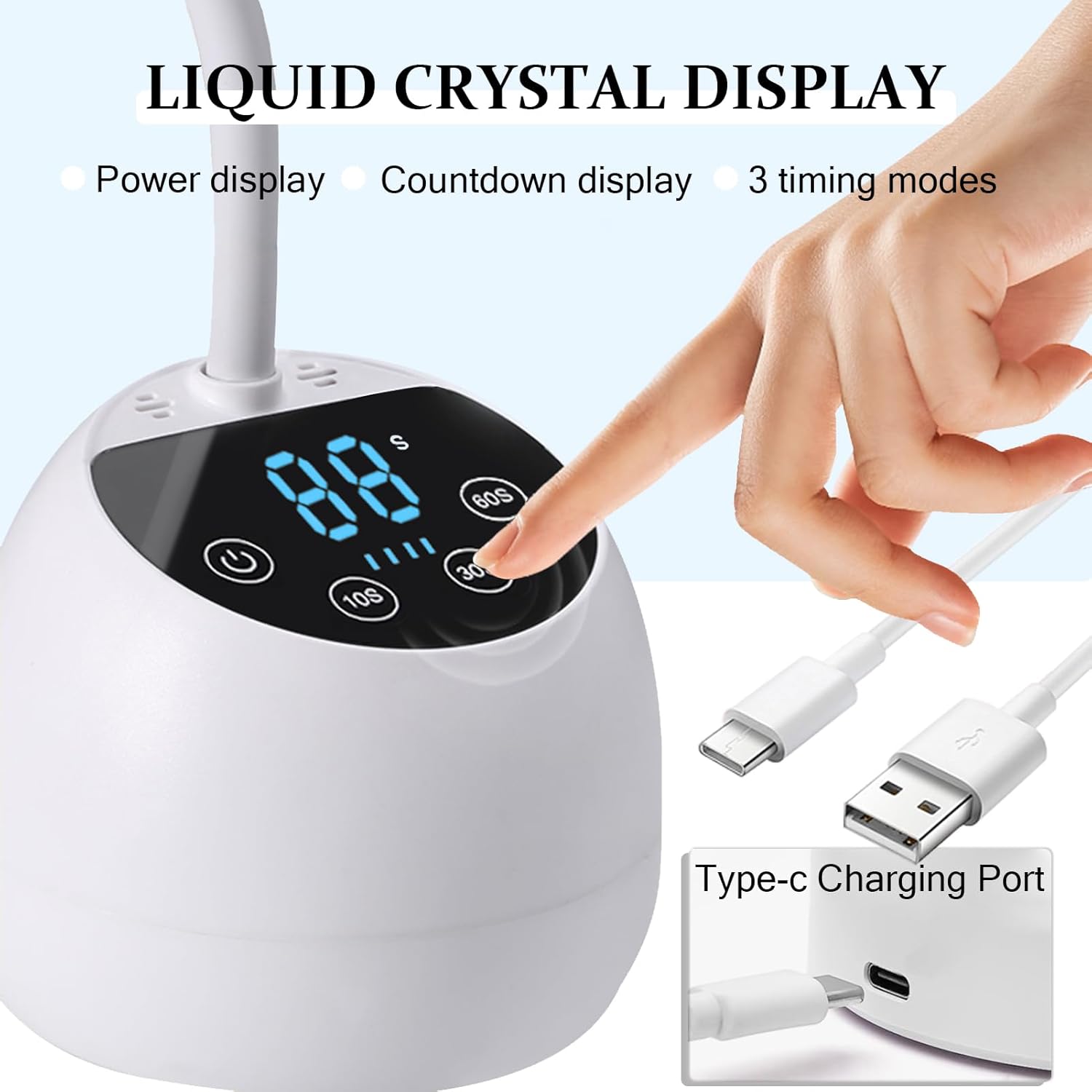 36W Mini Cordless Best UV LED Light for Nails, Best Gel Polish Dryer with Auto Sensor and Gooseneck
