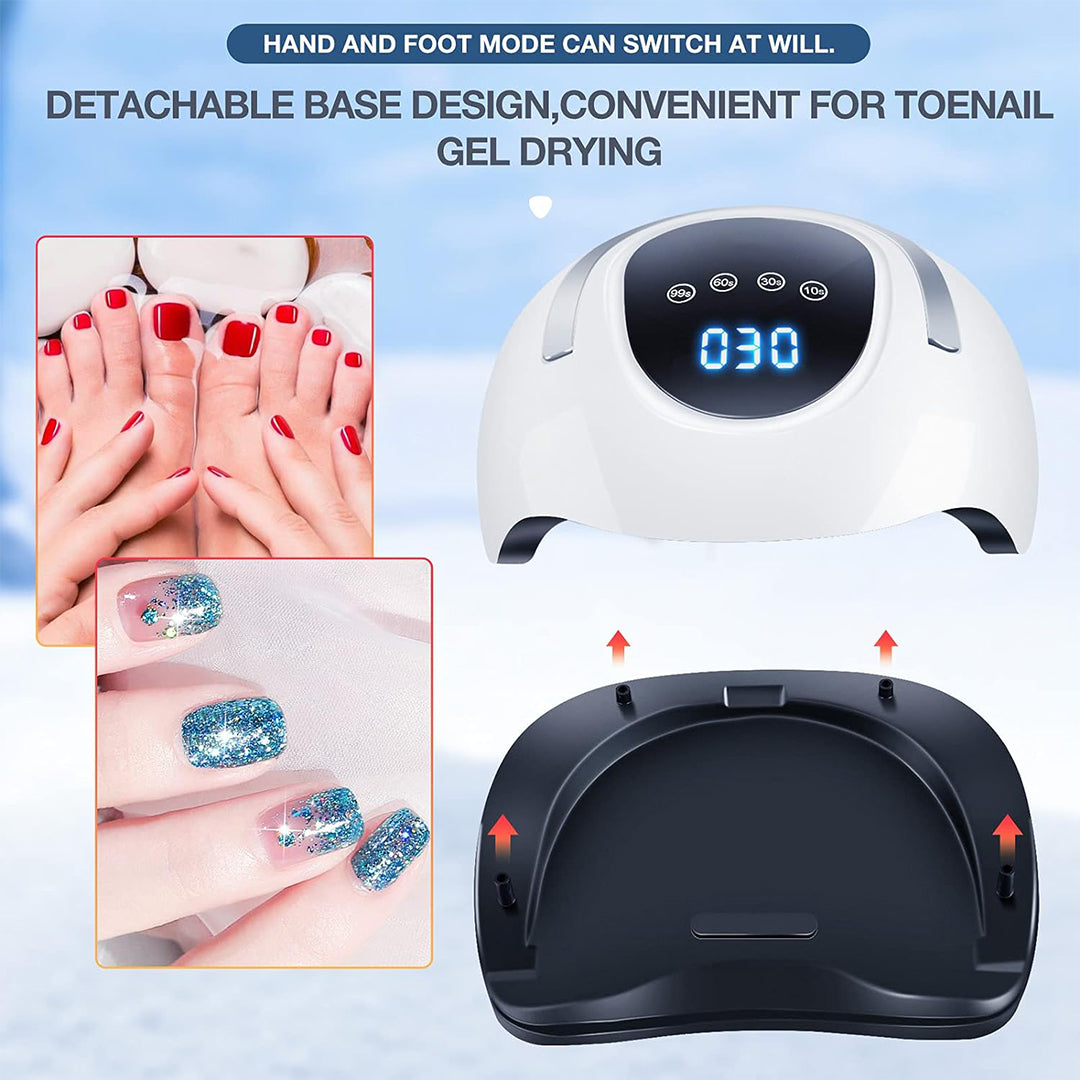 UV Nail Curing Lamp with Auto Sensor, Nail Technician Lamp 220W, UV Nail Polish Dryer with 57 Lamp Beads 4 Timer Setting