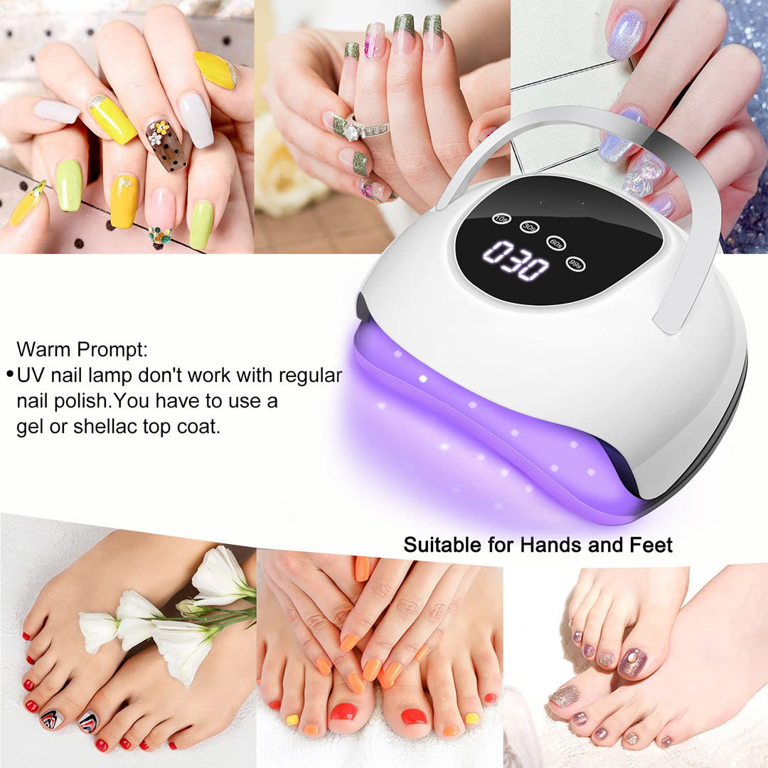 LED Nail Lamp 220W with 57pcs Lamp Beads 4 Timers Professional UV Light for Home Salon Nail Art Tools White