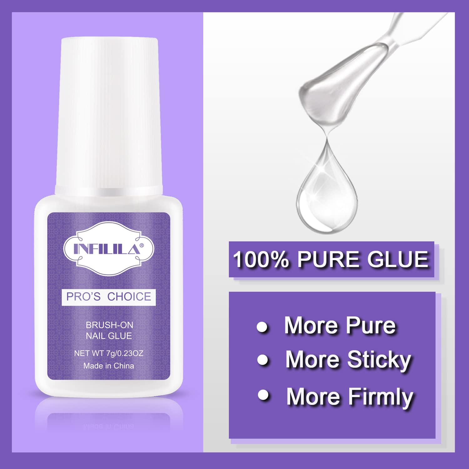 Professional Brush on Nail Glue on acrylic nails  Best Press on Nail Glue Long Lasting 7ML/0.23OZ