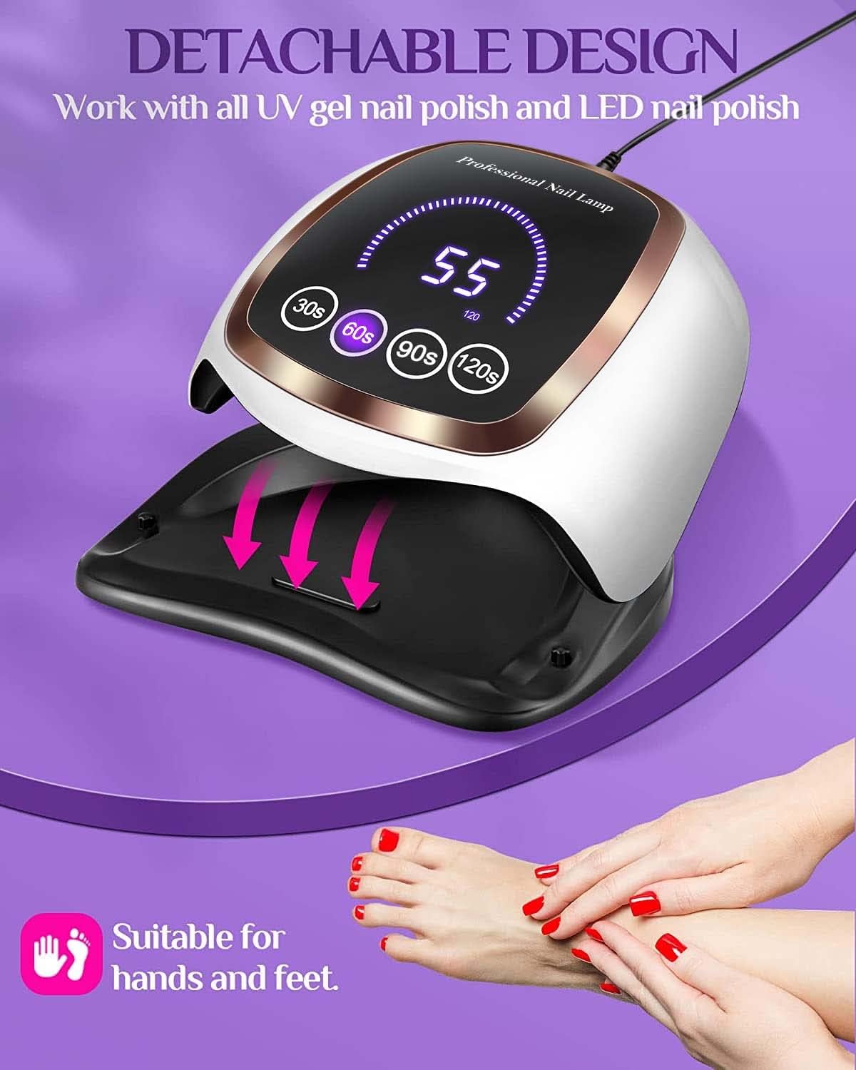 180W Nail Gel and UV Light for Gel Polish with LCD Display Gel Manicure Dryer for Salon and Home