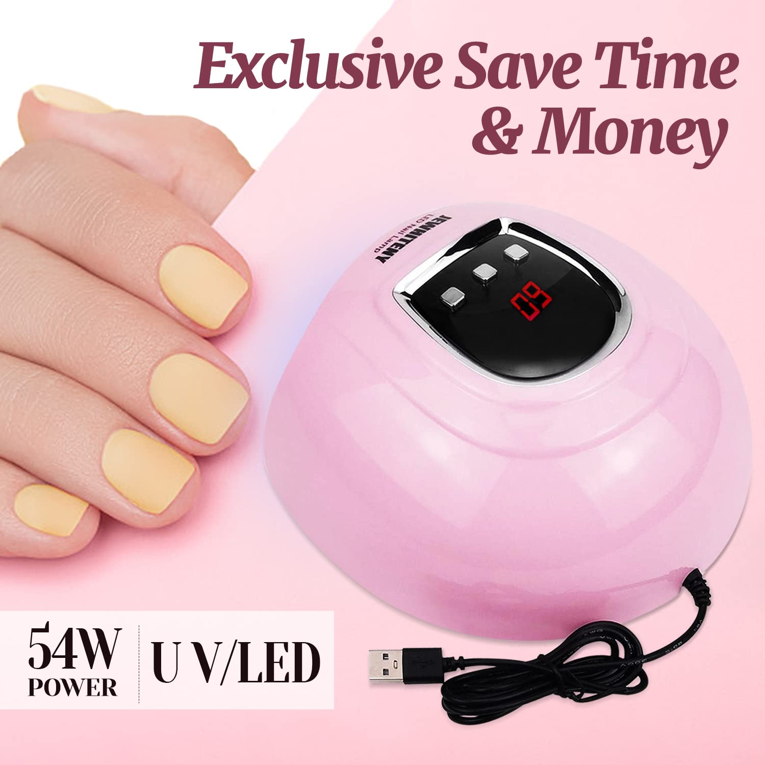 54W Professional Nail LED Light Lamp with 3 Timer Setting,  Gel Manicure Dryer with Automatic Sensor