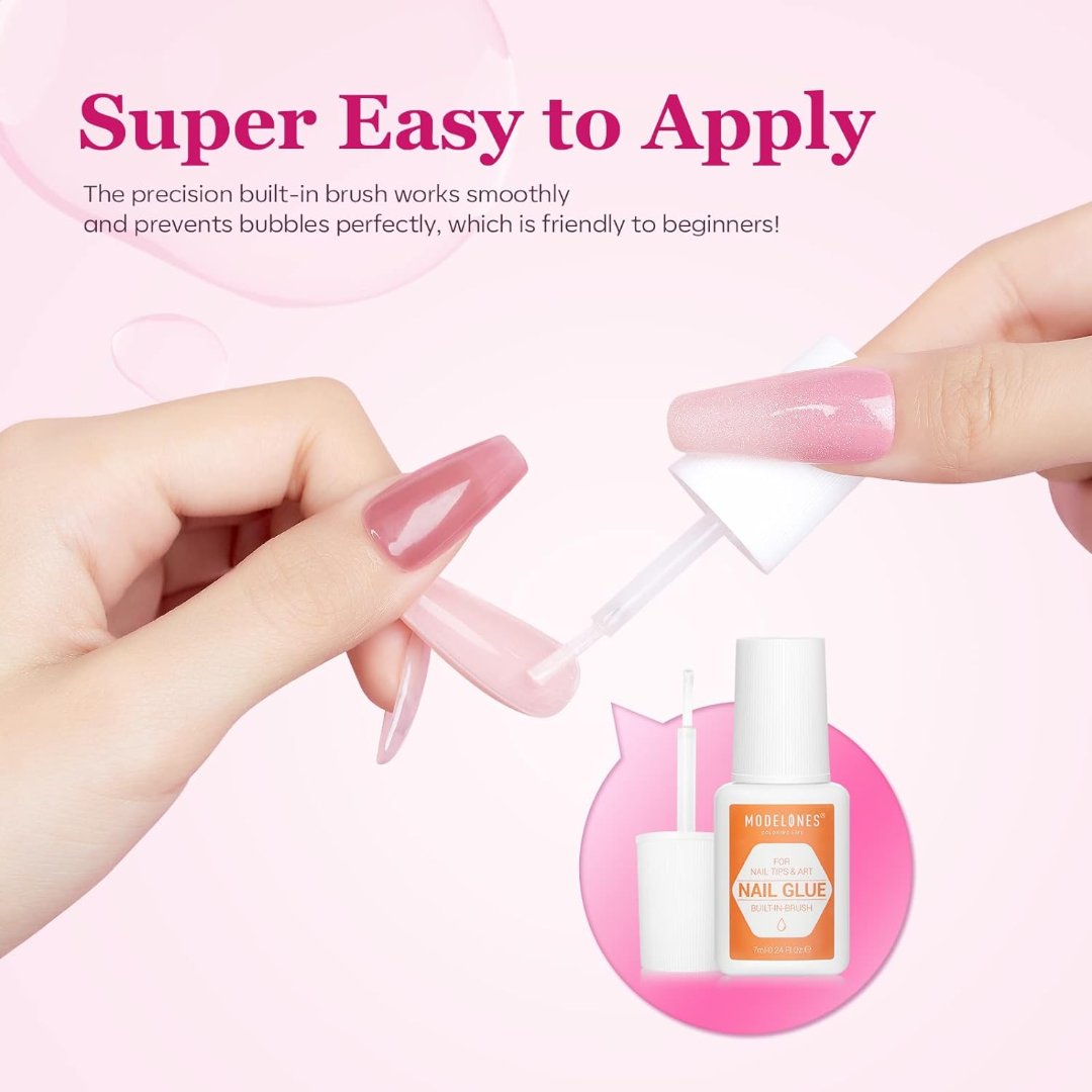 14ml Glue on Acrylic Nails Brush On Nails Glue Long Lasting Adhesive Nail Glue NO Cure 2pcs