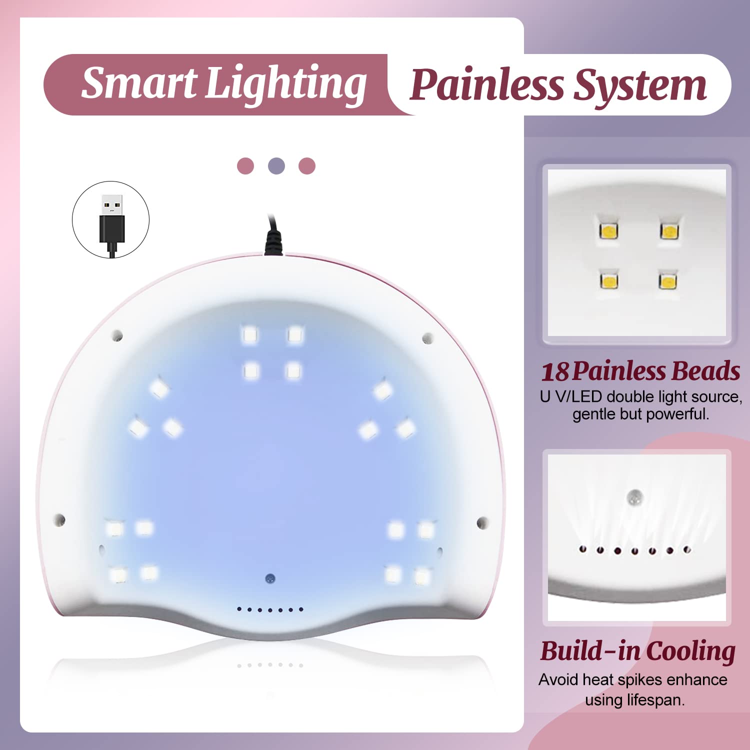 54W Professional Nail LED Light Lamp with 3 Timer Setting,  Gel Manicure Dryer with Automatic Sensor