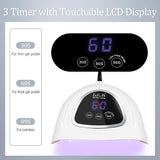 72W UV LED Curing Lamp for Nails with 3 Timer Setting & LCD Touch Display Screen Gelish Nail Dryer