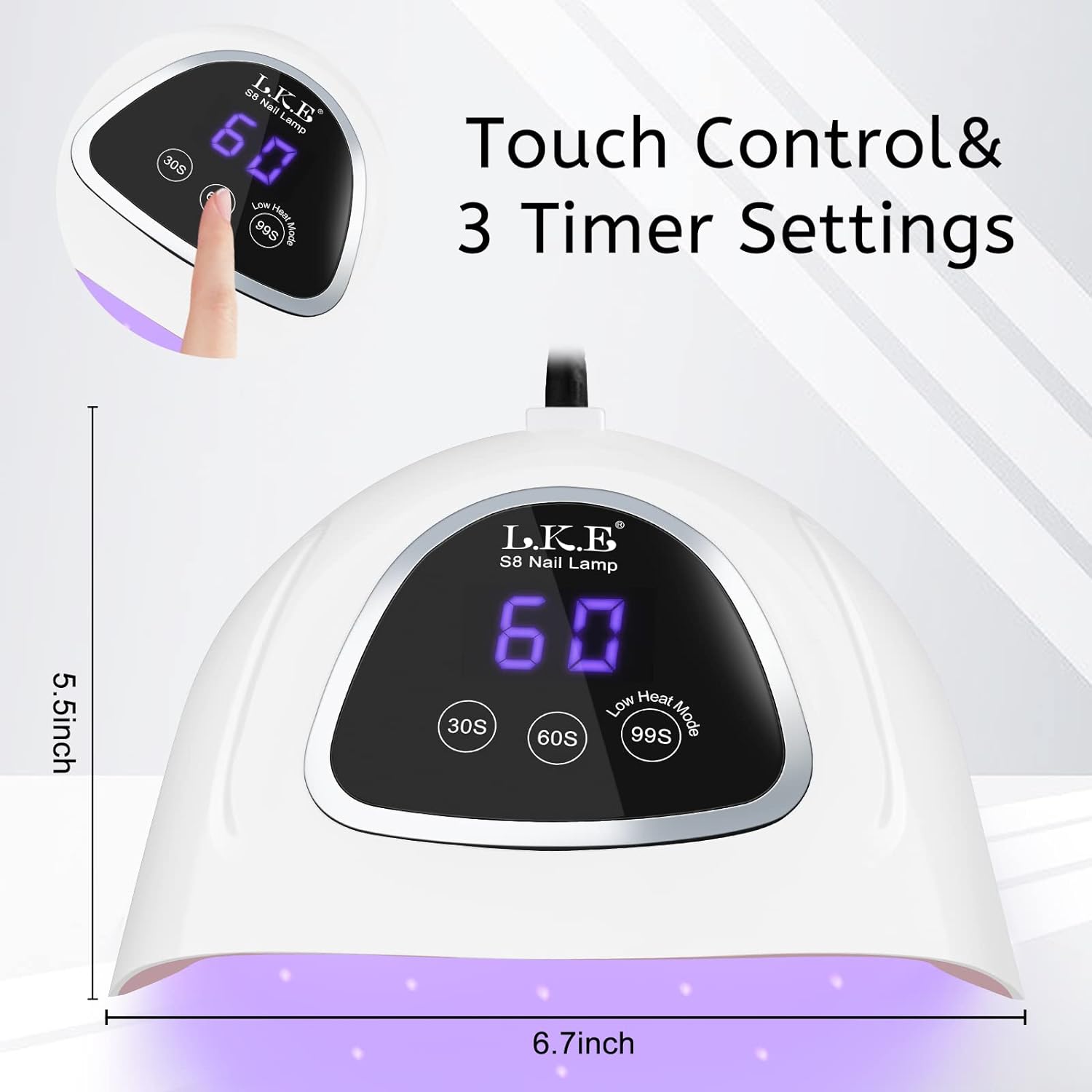 72W UV LED Curing Lamp for Nails with 3 Timer Setting & LCD Touch Display Screen Gelish Nail Dryer