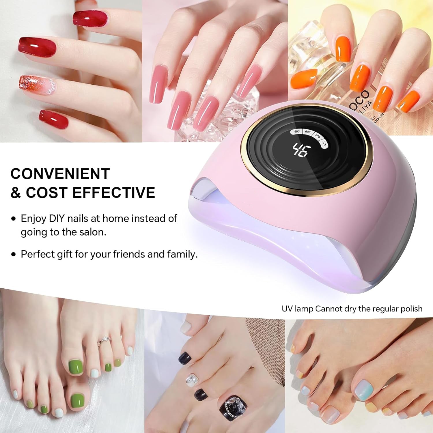 288W Best UV Light for Gel Polish, Best Curing Light with 63 Beads for Gel Nails, Fastest Gel Curing Dryer with Smart Sensor