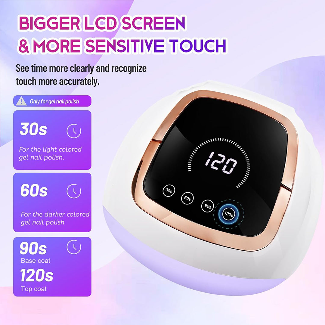 Gel Polish UV Light 268W, Best Nail Dryer with 4 Timers Setting, Best UV Gel Lamp with LCD Touch Screen