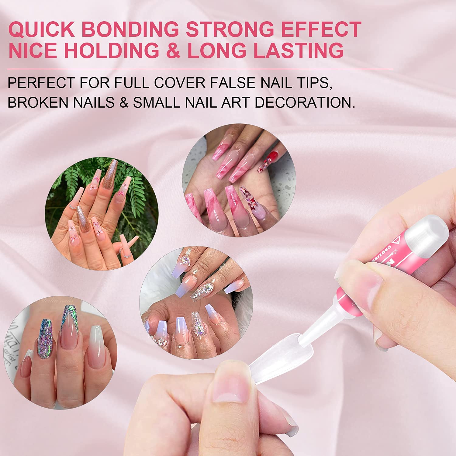 Super Strong Nail Glue for Acrylic Nails, Best False Nail Glue, Professional Nail Tip Glue Nail Tech for Nail Tips 0.07OZ/PCS