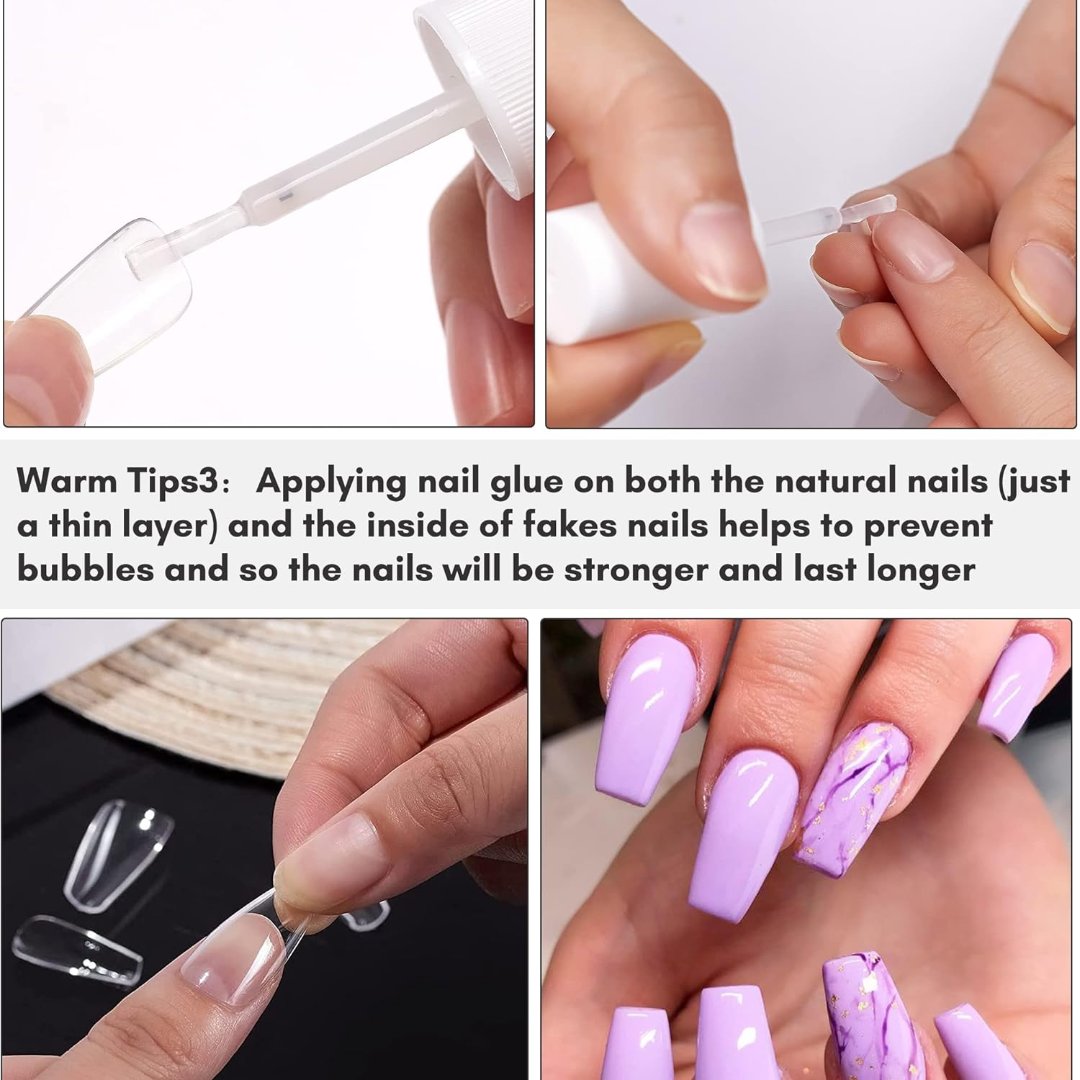 Super Strong Best Nail Glue for Fake Nails Salon Quality Brush On Nail Glue - Durable & Long-Lasting