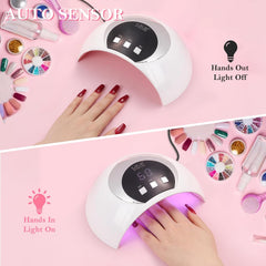 54W UV LED Nail Lamp with Automatic Sensor/3 Timers Professional Curing Lamp for Gel Polish Nail Dryer Nail Art Tools (Small)